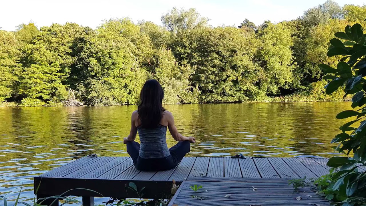 || Woman Sitting On The Dock In A Yoga Position || Yoga, Meditation, Peace of Mind || Relaxing Music