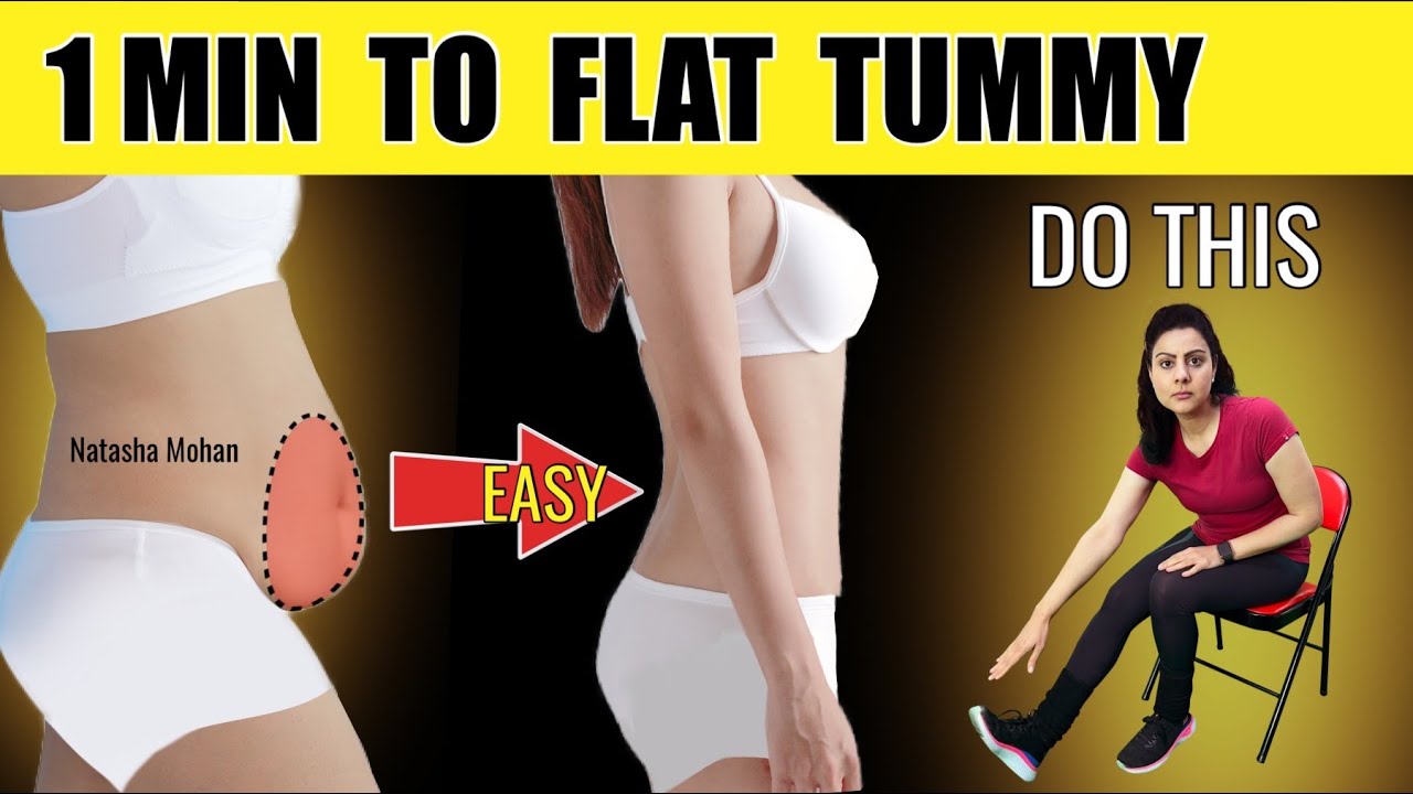 Lose Hanging Lower Belly Fat While Sitting in 14 Days Challange | 1 Min Easy Exercise For Beginners