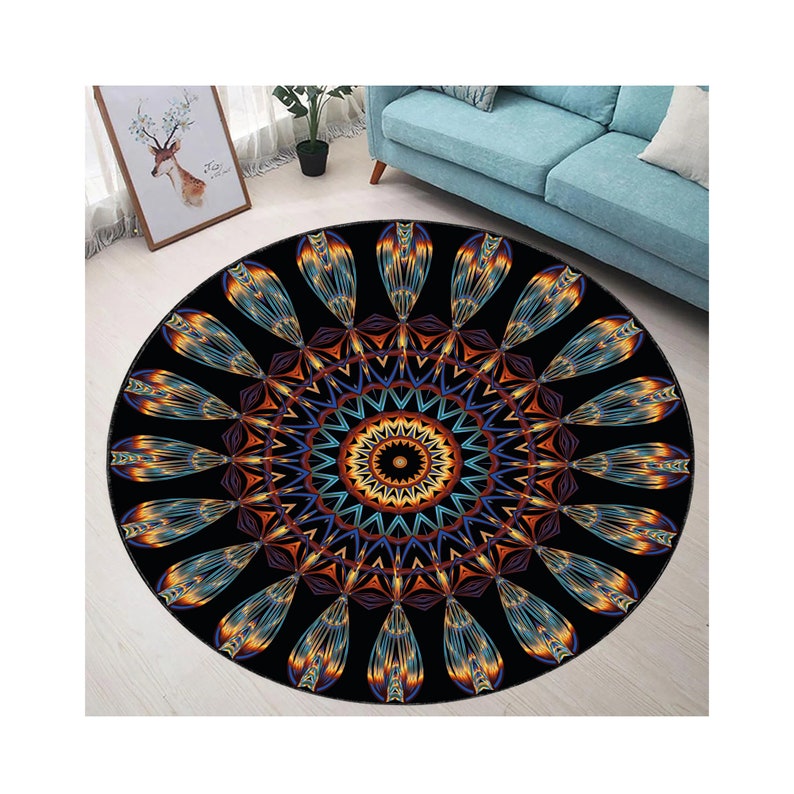 Mandala Pattern Round Rug, Ethnic Rug,Themed Rug, Colorful Design Rug, Custom Round Rug, Custom Rug, Decor Home, Mandala Design Rug, Mandala