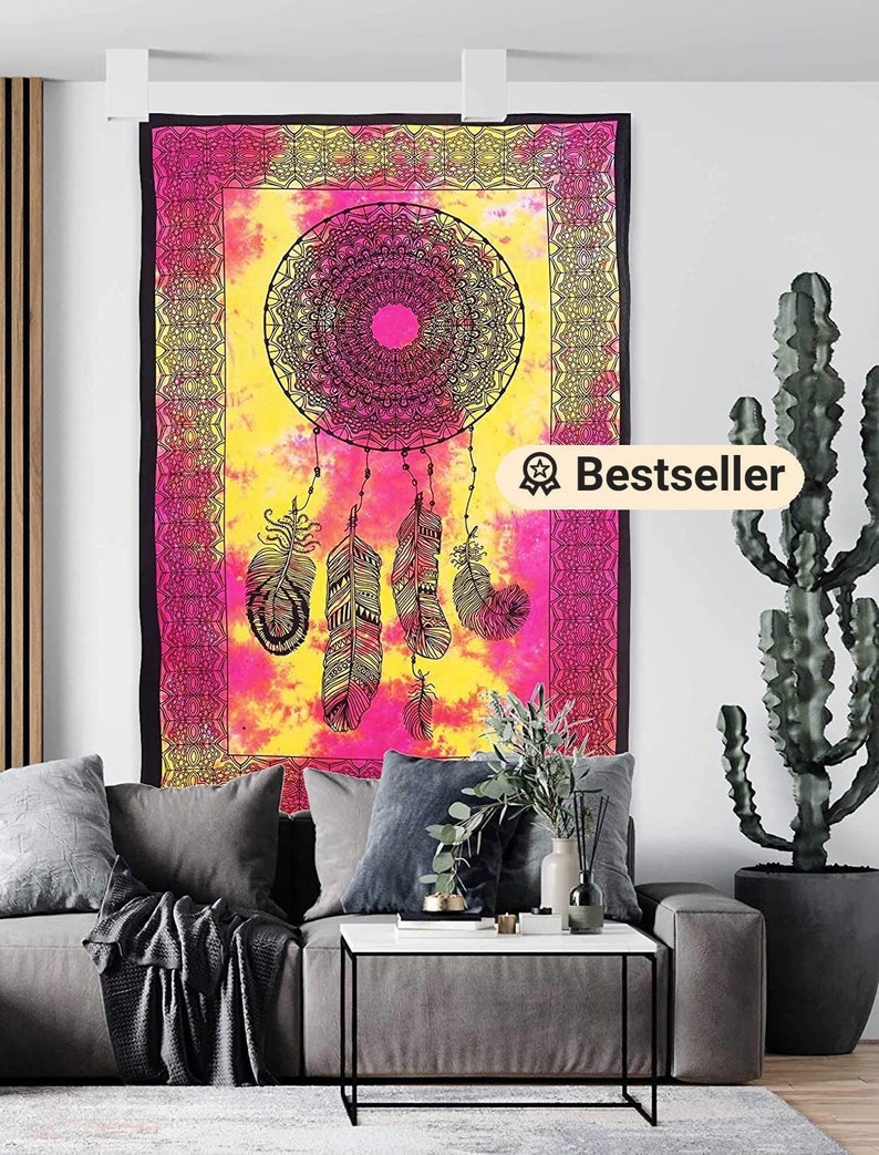 Multi Dream Catcher Tapestry Wall Tapestry Psychedelic Bohemian Blanket Mandala Boho Feather Wall Hanging Tapestry for Bedroom Dorm Decor