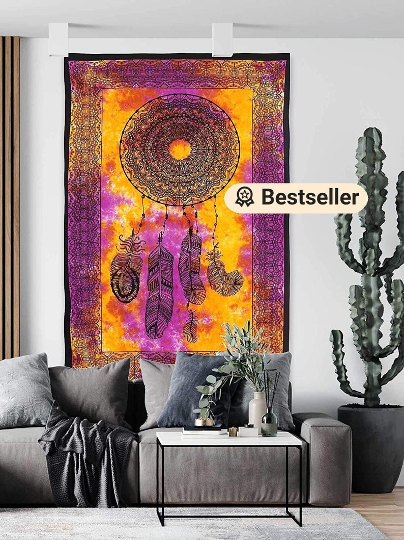 Multi Dream Catcher Tapestry Wall Tapestry  Psychedelic Bohemian Blanket Mandala Boho Feather Wall Hanging Tapestry for Bedroom Dorm Decor