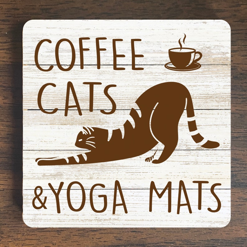 Coffee Cats and Yoga Mats Magnet – Yoga Magnet – Cat Magnet – Coffee Magnet – Refrigerator Magnet
