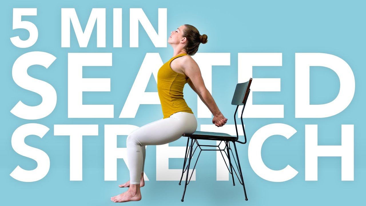 5 min SEATED STRETCH – quick chair yoga work break for beginners