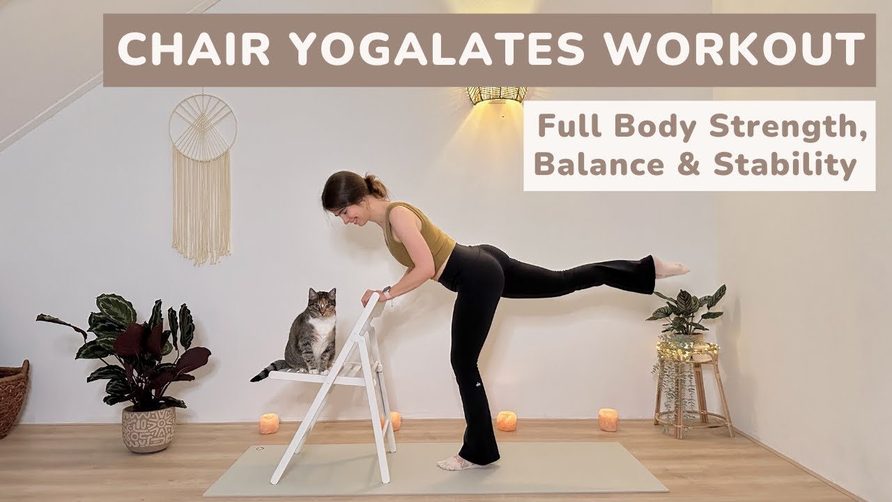 LIVE 🔴 25 MIN CHAIR YOGA x PILATES WORKOUT || Full Body & Balance – Legs, Glutes, Arms & Shoulders